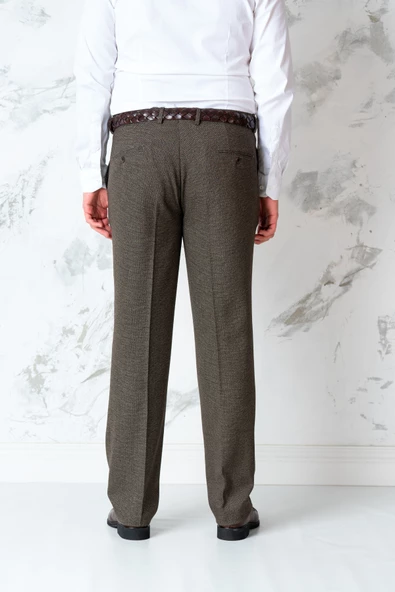 DOKULU REGULAR FİT MEVSİMLİK ERKEK KUMAŞ PANTOLON - Resim 9