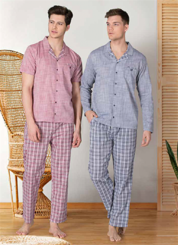 Poleren 6430 Erkek Yazlık Kısa Kol Pijama Takımı - Lacivert