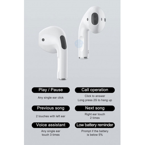 Tws Bluetooth Kulaklık Airpods Pro 5 Tüm Telefonlara Uyumlu Kablosuz Mini Kulaklık Siyah V5.0 - 9