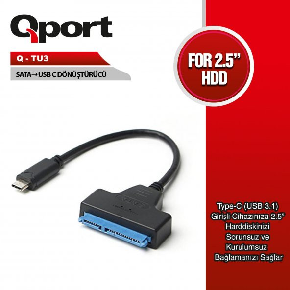 Qport Q-TU3 Type-C to SATA Çevirici Dönüştürücü