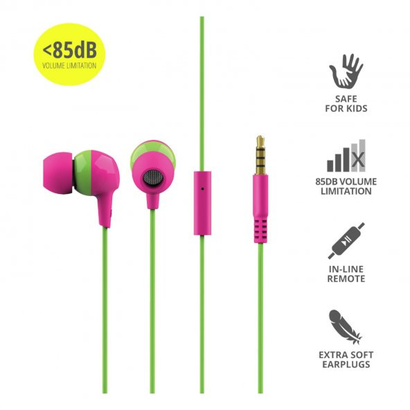 Trust 23420 Buddi Kulakiçi Çocuk Kulaklık - Pembe - 2