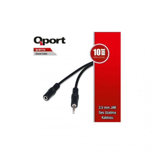 QPort Q-ST10 3.5mm Jack Stereo Audio 10 Metre Ses Uzatma Kablosu