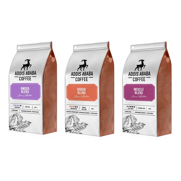Addis Ababa Coffee 3 Lü Farklı Aromalarda Orjinal Etiyopya Kahveleri Çekirdek Kahve