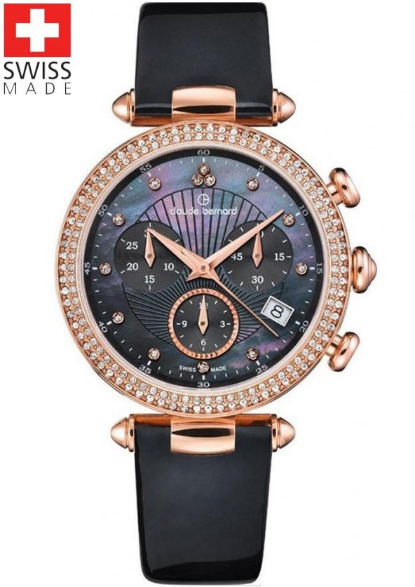Claude Bernard 10230.37R.NANR CLASSIC CHRONOGRAPH Bayan Kol Saati - 1
