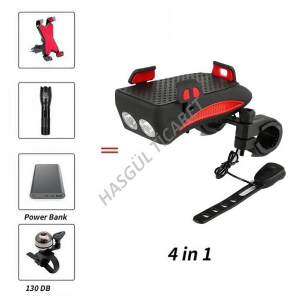 Hsgl Bisiklet Ön Far 130 Dsb Korna Güç Kaynağı Telefon Tutucu Bisiklet Aksesuar - 2