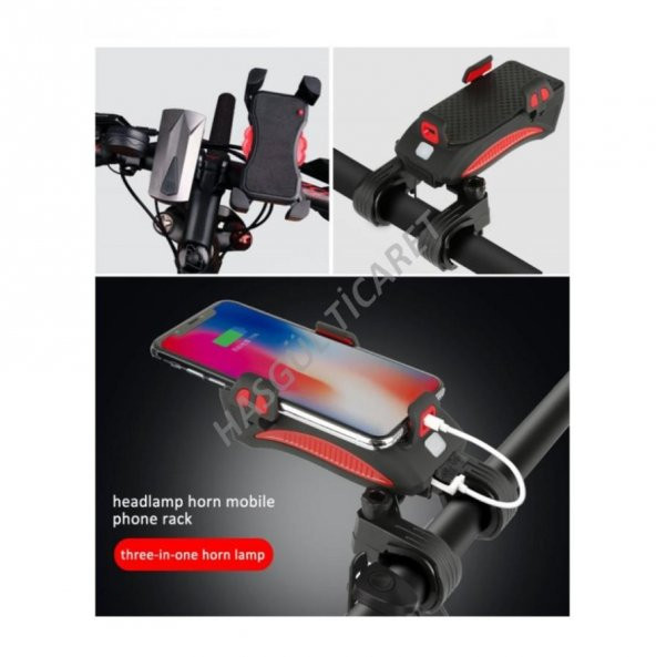 Hsgl Bisiklet Ön Far 130 Dsb Korna Güç Kaynağı Telefon Tutucu Bisiklet Aksesuar - 6