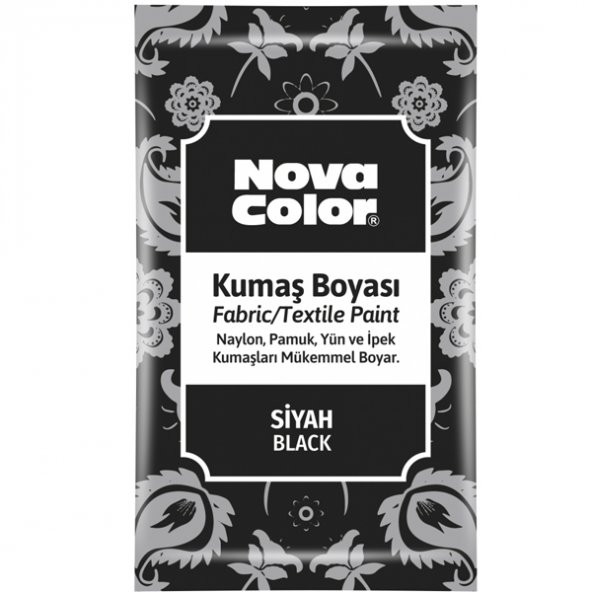 Nova Color Kumaş Boyası Toz 12 Gr Siyah Nc-904 - 12 Adetli Paket