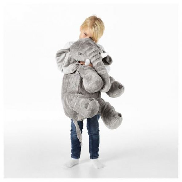 Yumuşak Peluş Fil Oyuncak Gri Fil 60 Cm Gri Fil Çocuk Oyuncak - 3