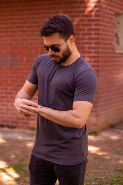 Füme Basic Rahat İnce Petek Kumaş Erkek Spor Tshirt 22ETSHPORT - 5