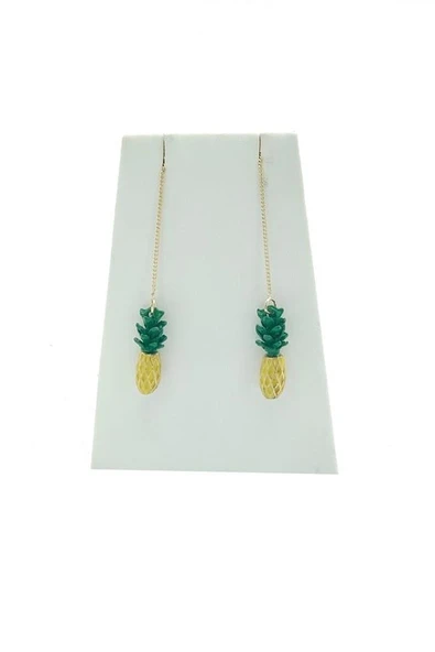 Renkli Metal Ananas Zincir Küpe - 2