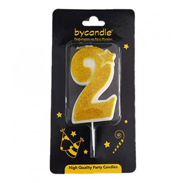 2 Yaş Simli Rakam Mum ALTIN GOLD 2 Yaş Doğum Günü Mumu 2 Yaş Mumu