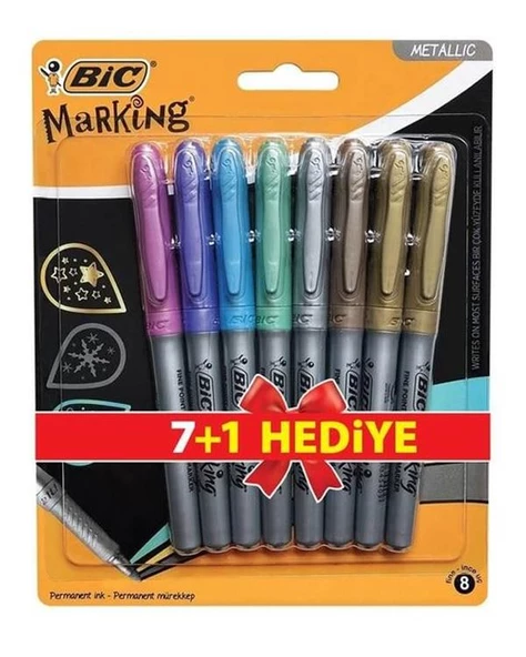 Bic Marking Color Permanent Marker Metalik Renkler 8li