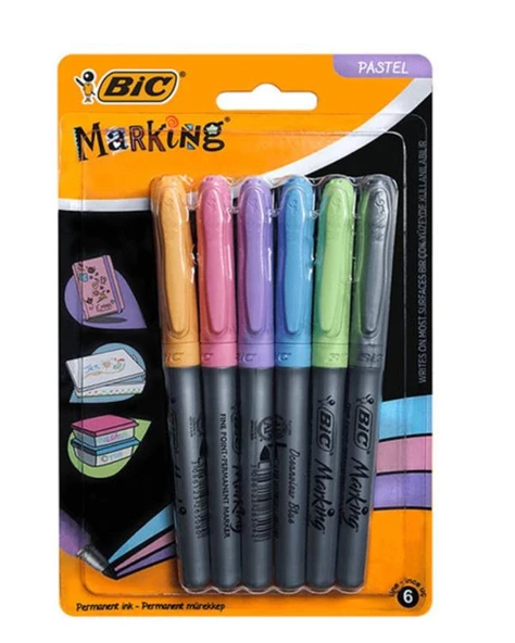 Bic Marking Color Permanent Marker Pastel Renkler 6lı Set