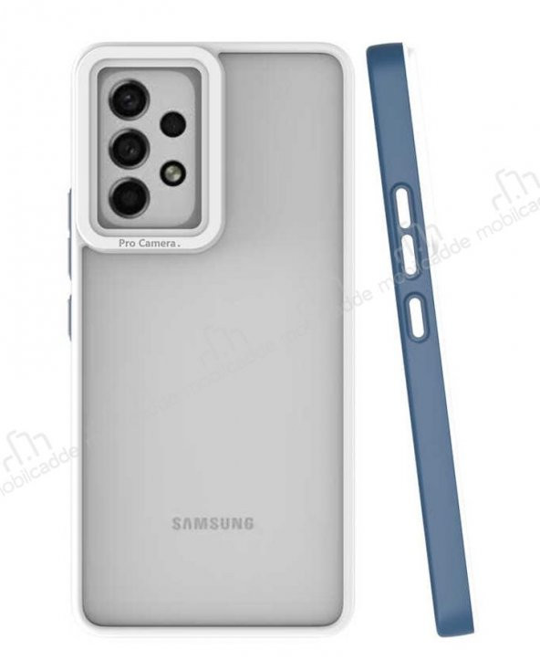 Eiroo Mima Samsung Galaxy A53 5G Korumalı Lacivert Rubber Kılıf