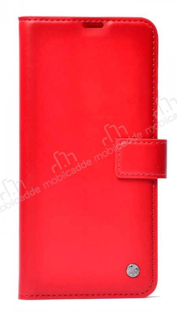 Kar Deluxe Realme C11 2021 Cüzdanlı Kapaklı Kırmızı Deri Kılıf