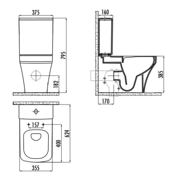 Creavit Solo Rim-Off Kanalsız Duvara Dayalı Klozet Seti (4 Parça) - Resim 3