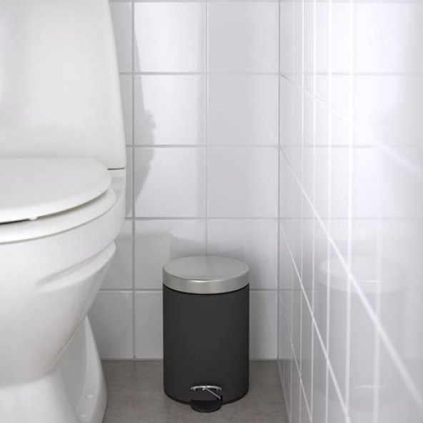 Çöp Kutusu Koyu Gri , MeridyenDukkan  24 cm Banyo Çöp Kutusu - 2