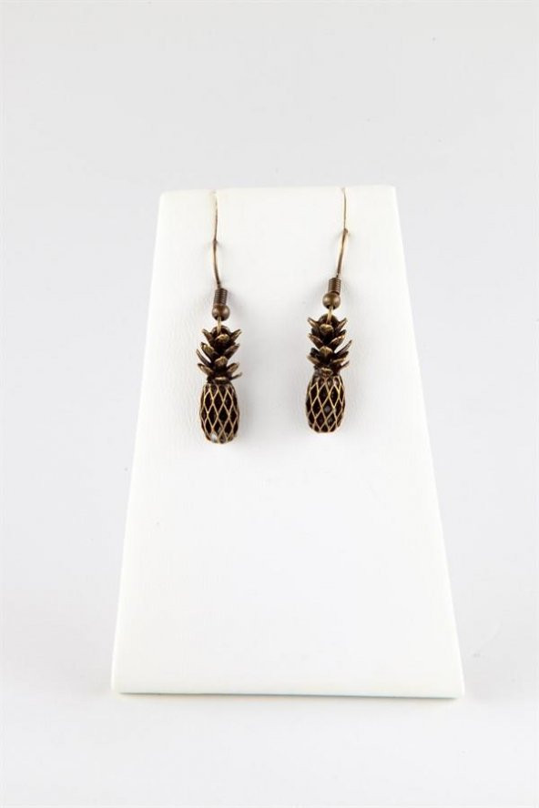 Bronz Ananas Küpe Damla Tip - Resim 2