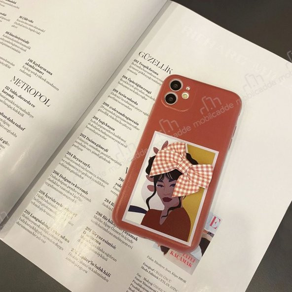 iPhone 6 / 6S 3 Boyutlu Kırmızı Fiyonklu Kız Kılıf - 4
