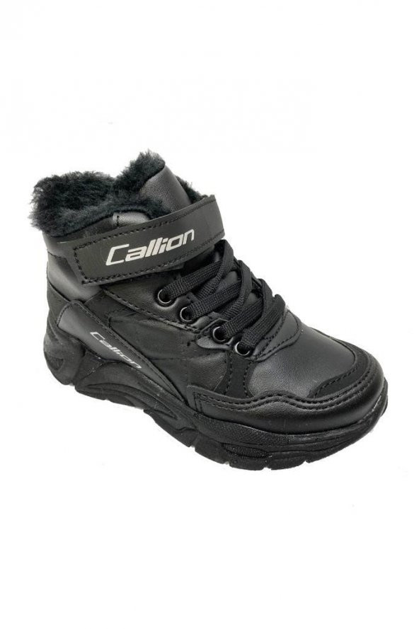 Callion 053 Deri Kürklü Patik Çocuk Spor Ayakkabı Siyah