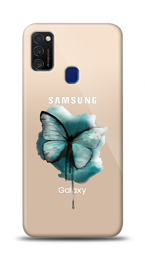 Samsung Galaxy M21 Kelebek Kabartmalı Parlak Kılıf