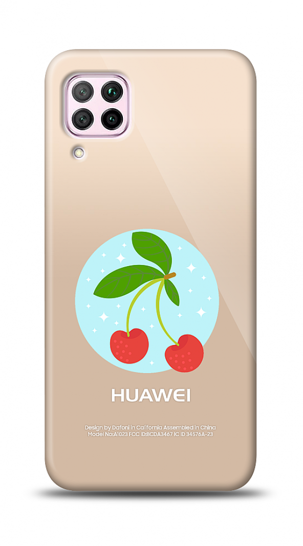 Huawei P40 Lite Kiraz Kabartmalı Parlak Kılıf