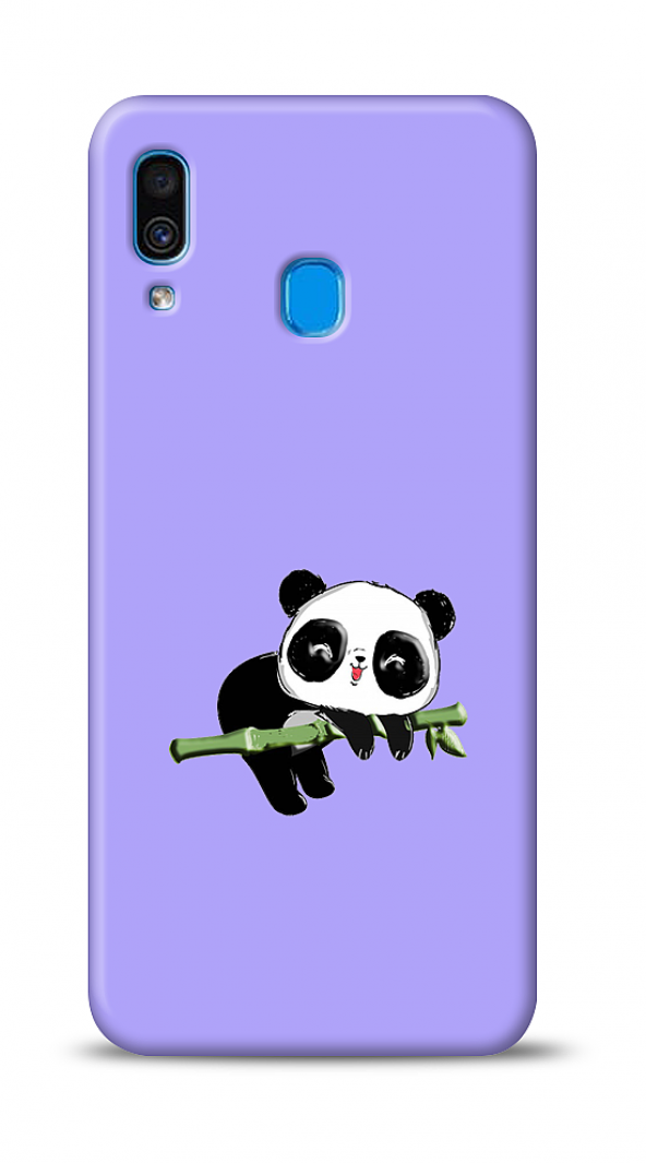 Samsung Galaxy A20 / A30 Panda Kabartmalı Parlak Mor Kılıf