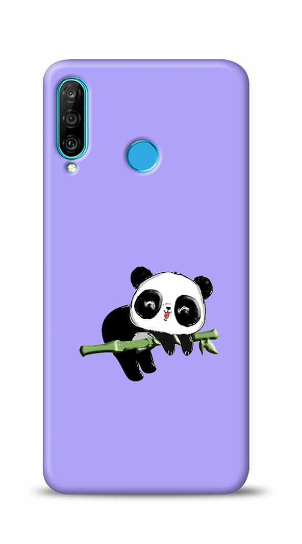Huawei P30 Lite Panda Kabartmalı Parlak Mor Kılıf
