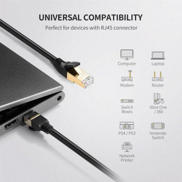 PrimeX PX-CAT71M Siyah Cat7 Ethernet Kablo 1 Metre Gigabit - 5