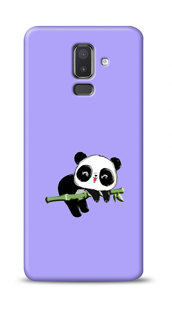 Samsung Galaxy J8 Panda Kabartmalı Parlak Mor Kılıf