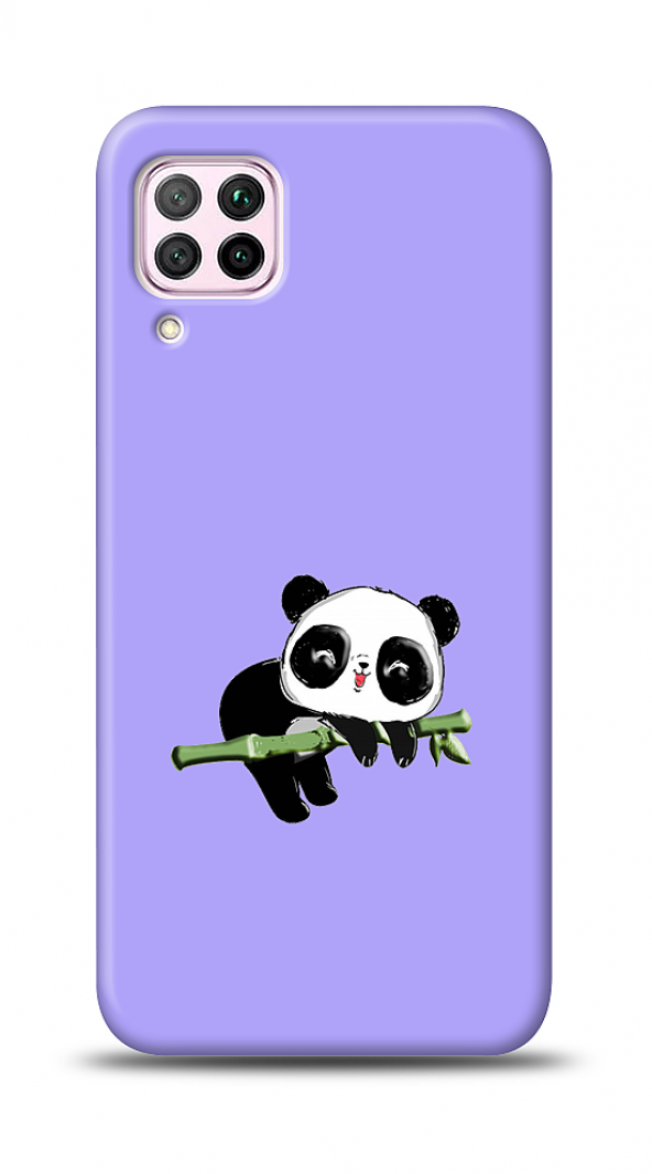 Huawei P40 Lite Panda Kabartmalı Parlak Mor Kılıf