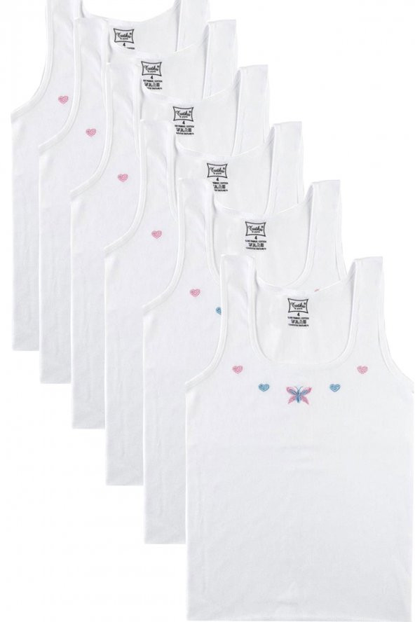 Tutku İç Giyim Geniş Askılı İşlemeli Kız Çocuk Atlet 6 lı Paket - 2