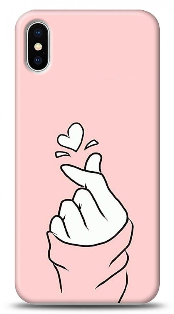 iPhone X Pink Finger Heart Kılıf