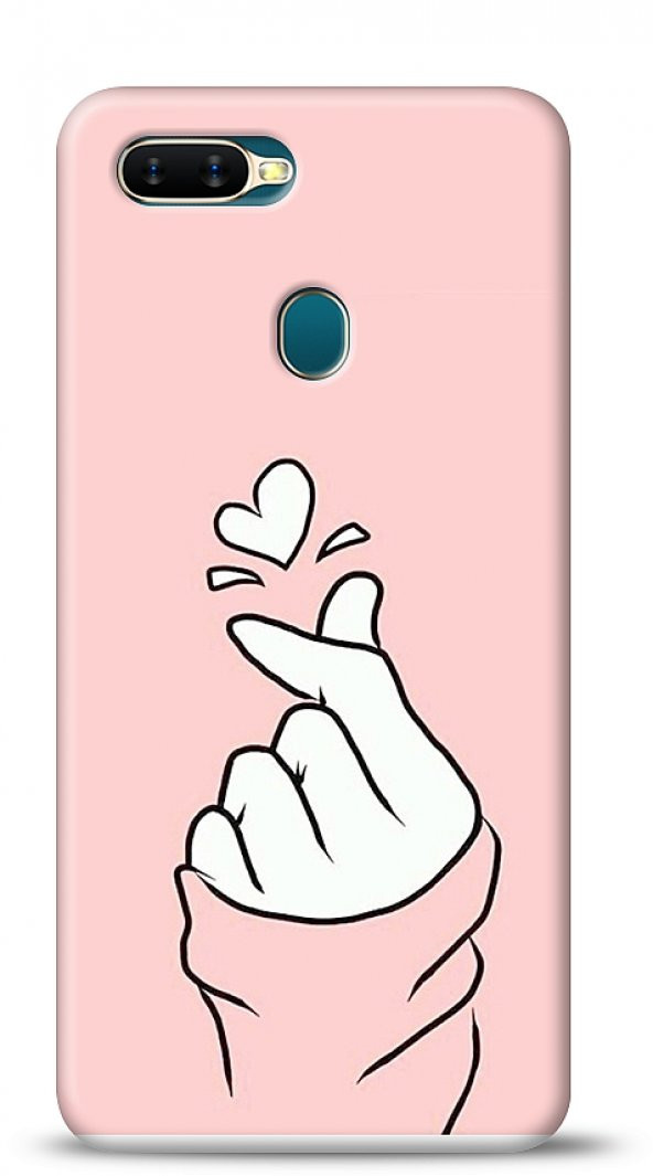 Oppo AX7 / Oppo A5s Pink Finger Heart Kılıf