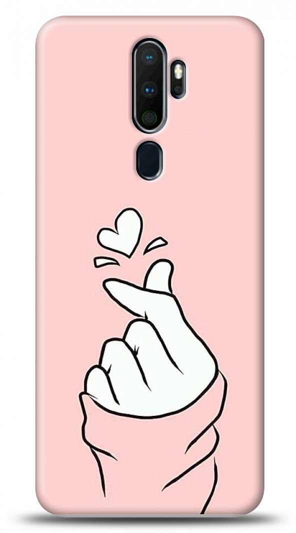 Oppo A9 2020 Pink Finger Heart Kılıf