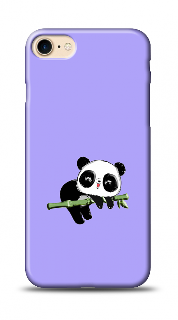 iPhone 7 Panda Kabartmalı Parlak Mor Kılıf