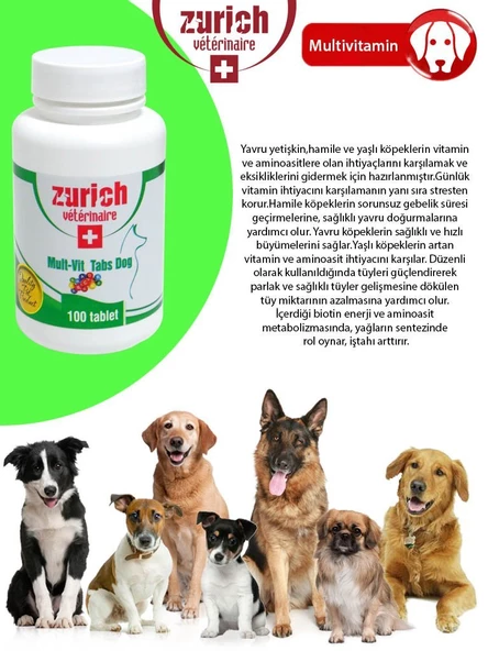 Zurich Veterinaire Köpek Multivitamin 100 Tablet - 4