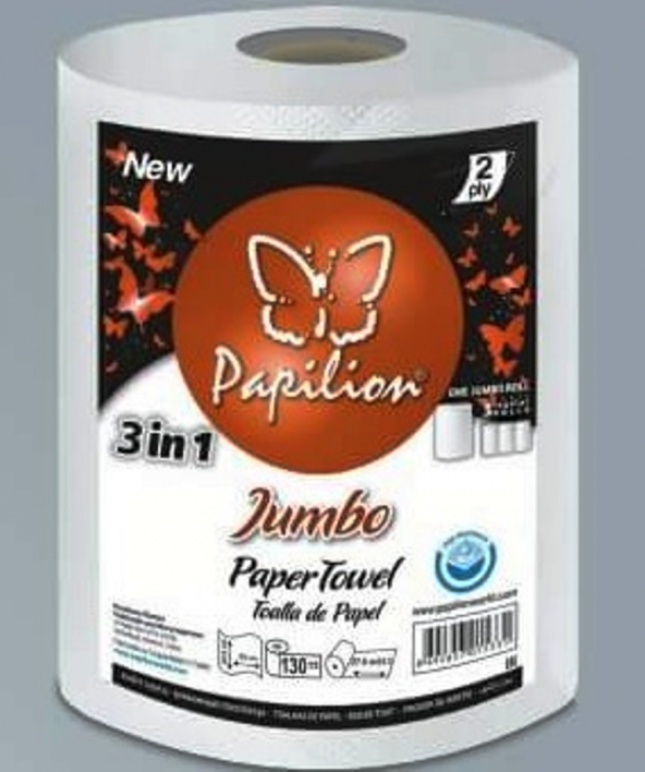 PAPİLİON JUMBO KAĞIT MUTFAK HAVLUSU 130 yaprak 3 Ruloya Eşdeğer