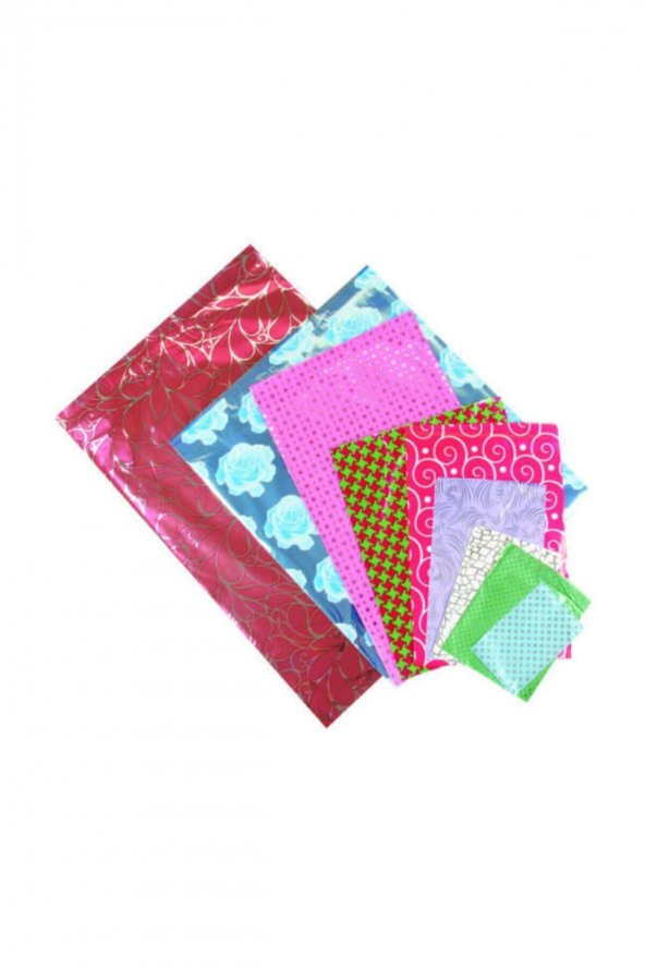 Metalize Hediye Paketi Bantlı 25x35 Cm 100 Adet Karışık