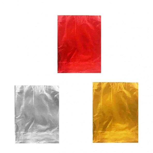 Lüx Metalize Hediye Poşeti Bantlı 7x9 cm 50 adet 2 paket - 2