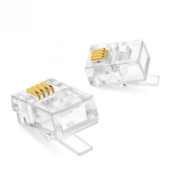 PrimeX PX-6P4C RJ11 4 Pinli Konnektör, RJ11 Jack, 6P4C Jack, RJ11 Telefon Kablo Ucu 100 lü Paket - 3