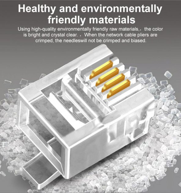 PrimeX PX-6P4C RJ11 4 Pinli Konnektör, RJ11 Jack, 6P4C Jack, RJ11 Telefon Kablo Ucu 100 lü Paket - 6