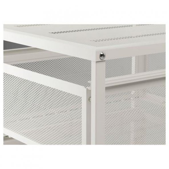3 Katlı Evrak Rafı-Makyaj Düzenleme Çekmecesi IKEA 30x56 cm Metal 3 Katlı Raf Beyaz - 2