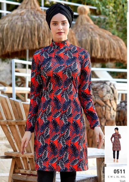Maresiva 0511 Dijital Desenli Tesettür Mayo - Resim 4