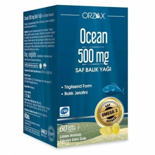 Ocean 500 mg 60 Kapsül Saf Balık Yağı