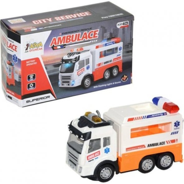Ctoy Işıklı Ve Sesli Dönen Ambulans Kamyon 89-303A - 2