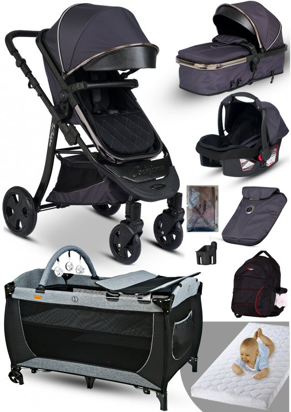 9 İn 1 Yeni Ekonomi Paket 985 Travel Sistem Bebek Arabası 560 Oyun Parkı Park Yatak Beşik - 2