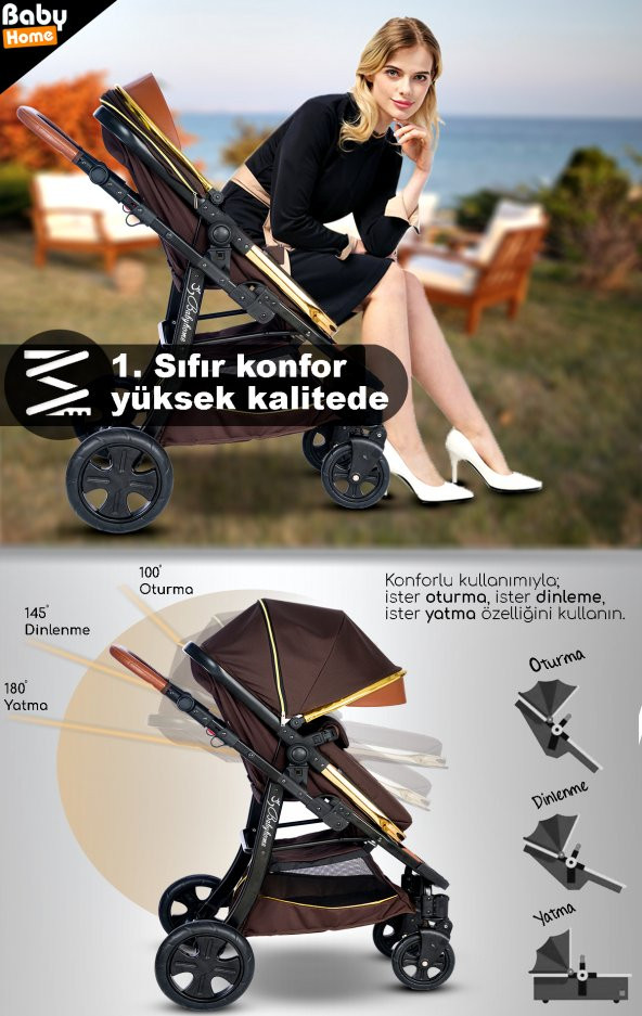 9 İn 1 Yeni Ekonomi Paket 985 Travel Sistem Bebek Arabası 560 Oyun Parkı Park Yatak Beşik - 5