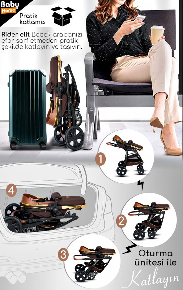 9 İn 1 Yeni Ekonomi Paket 985 Travel Sistem Bebek Arabası 560 Oyun Parkı Park Yatak Beşik - 8