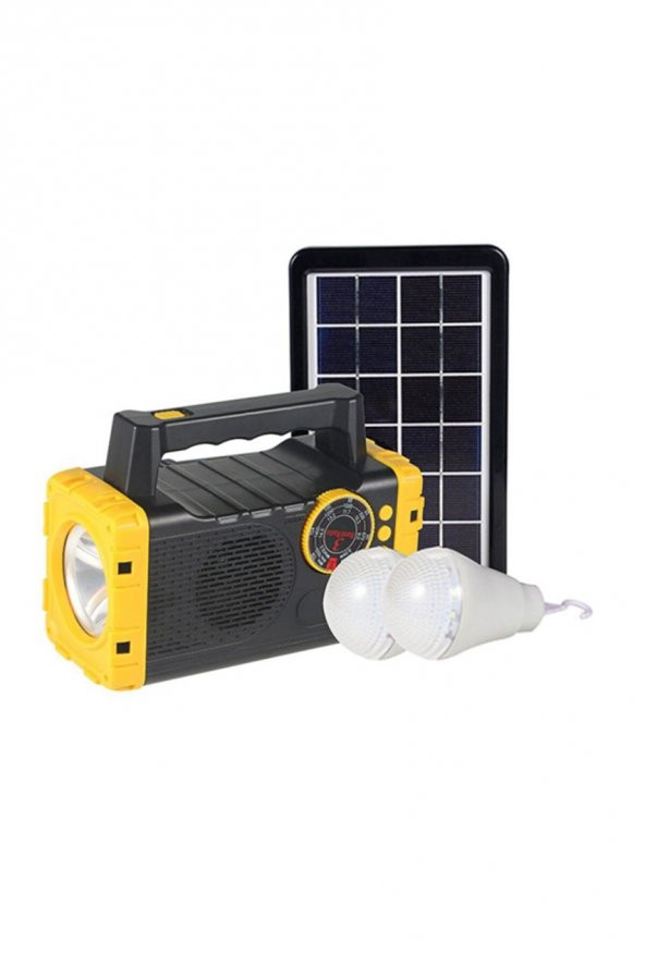 Everton Rt-907 Bluetoothlu şarjlı Radyo Güneş Enerjili 2 Ampullü Solar Aydınlatma